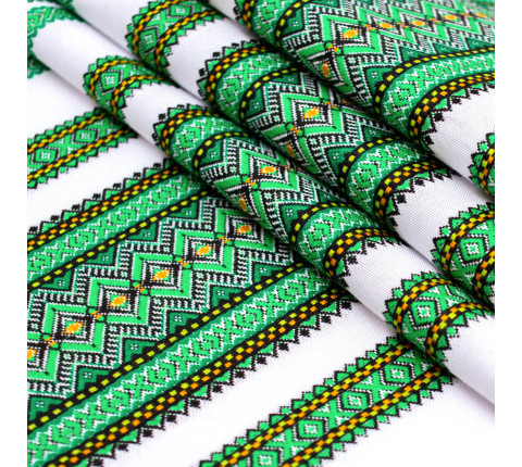 Fabric with green pattern for decoration, tablecloths America TDK-158 1/4, per meter.