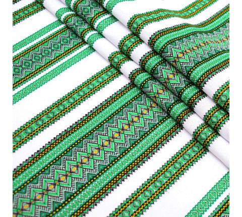 Fabric with green pattern for decoration, tablecloths America TDK-158 1/4, per meter.