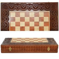 Wooden chess 3 in 1 "Pirates of the Caribbean". 55x55 cm. Dark
