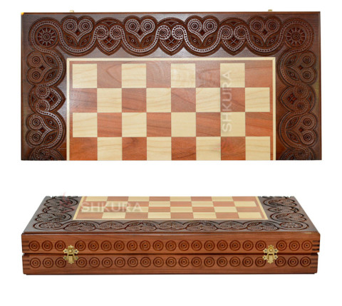 Wooden chess 3 in 1 "Egypt". 55x55 cm. Dark