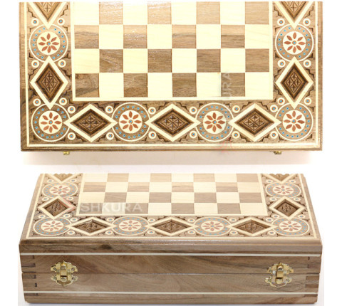 Chess + Backgammon, 32x32 cm. Beads