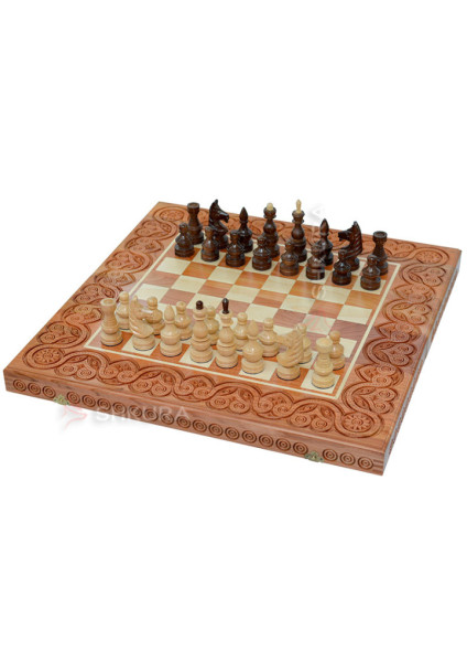 Wooden chess 3 in 1, 55x55 cm. Light-colored