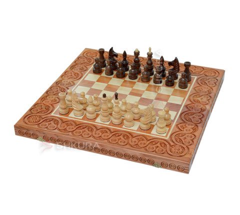 Wooden chess 3 in 1, 55x55 cm. Light-colored