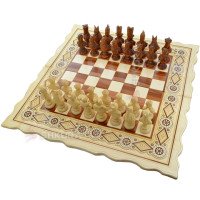 Різьблені Шахи + Нарди "Єгипет". 56х56 см. Бісер. Ручна робота