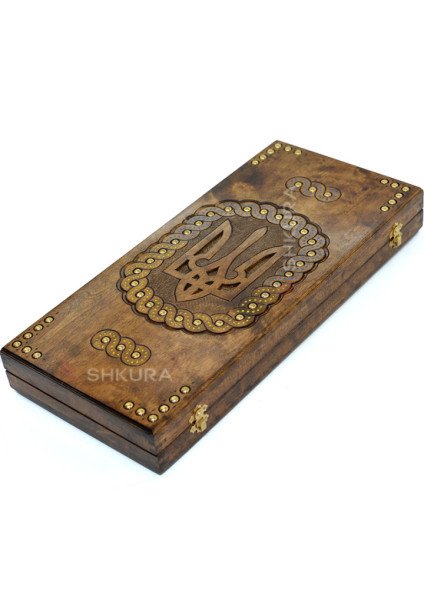 Handmade backgammon "Trident of Ukraine", 50 cm