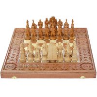 Wooden Chess + Backgammon "Game of Thrones", 50x50 cm. Inlay with copper