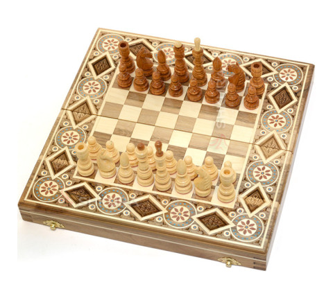 Chess + Backgammon, 32x32 cm. Beads
