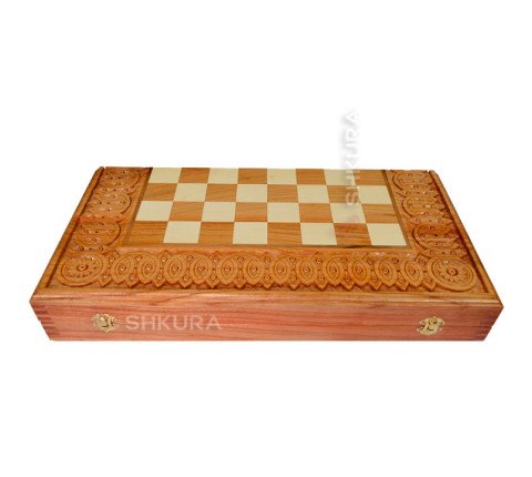 Carved Chess + Backgammon "Egypt". 50x50 cm. Handmade
