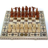 Carved chess 3 in 1 "Armed Forces of Ukraine" 50x50 cm. Mosaic