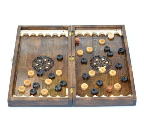 Chess + Backgammon + Checkers, 34x38 cm, beads