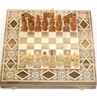 Chess + Backgammon, 32x32 cm. Beads