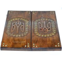 Handmade backgammon "Trident of Ukraine", 45 cm