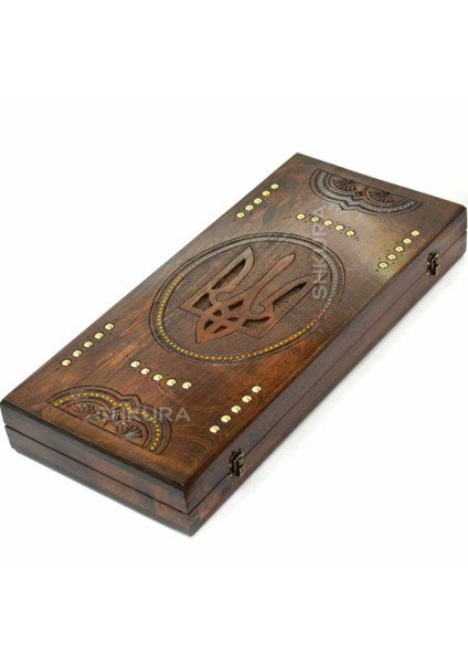 Handmade backgammon "Trident of Ukraine" 05, 50 cm