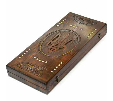Handmade backgammon "Trident of Ukraine" 05, 50 cm