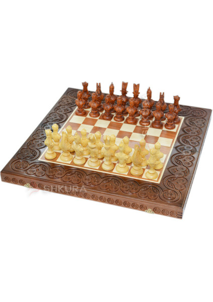 Wooden chess 3 in 1 "Egypt". 55x55 cm. Dark