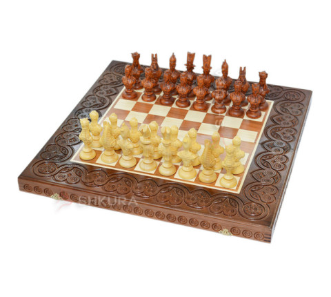 Wooden chess 3 in 1 "Egypt". 55x55 cm. Dark
