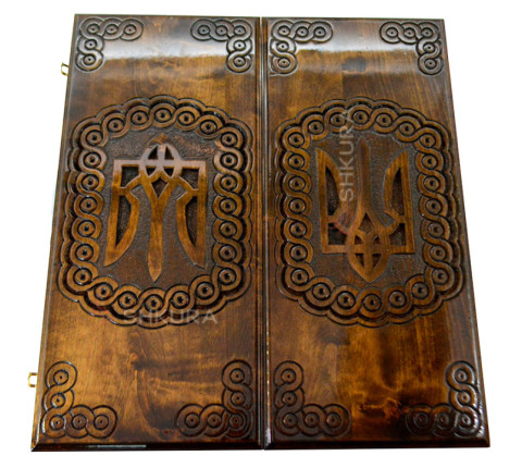 Handmade backgammon "Coat of Arms of Ukraine"