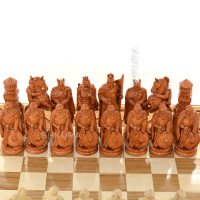 Carved Chess + Backgammon "Knights". 50x50 cm. Handmade