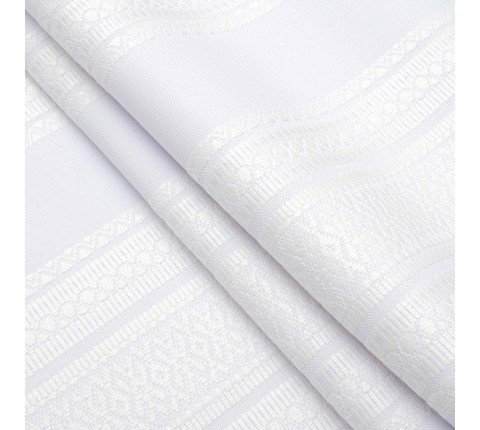 Ethno-fabric for decor with white ornament Premium-2 TDK-38-0 1/5, per linear meter.