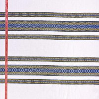 Ethno-fabric for decoration with a yellow-blue pattern Lily TDK-97 1/13, linear meter.