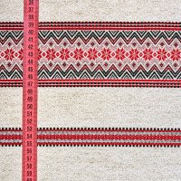 Ethno-fabric for tablecloths with red ornament Svitiaz-4 TDK-10-N 4/1, linear meter.