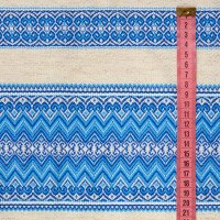 Ethno-fabric with blue ornament for decor Rendezvous-8 TDK-110-KL 1/6, linear meter.