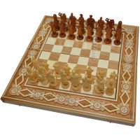 Дерев'яні Шахи + Нарди "Козаки", 60х60 см. Інкрустація бісером