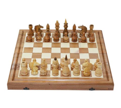 Chess 2 in 1. 50x50 cm. Birch
