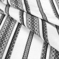 Ethno-fabric for decor with black ornament Premium-2 TDK-38-0 7/2, linear meter.