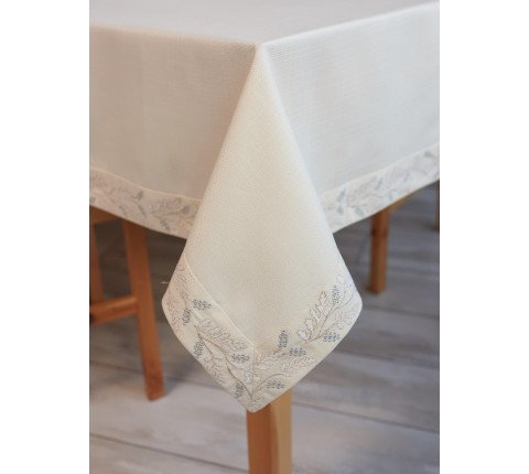 Tablecloth "Golden Flowers" milk-colored
