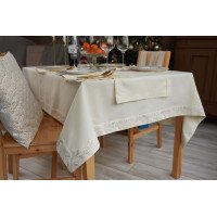 Tablecloth "Golden Flowers" milk-colored