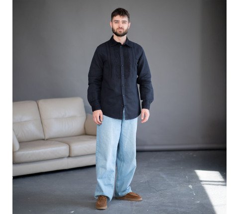 Men's embroidered shirt "Black Pattern"
