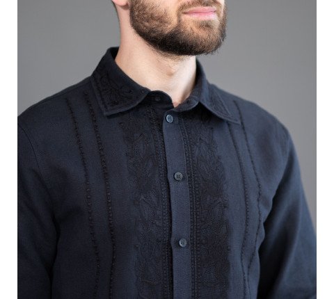 Men's embroidered shirt "Black Pattern"