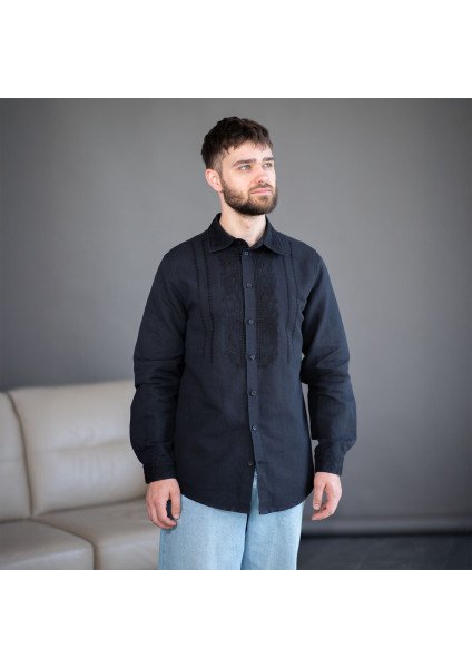 Men's embroidered shirt "Black Pattern"