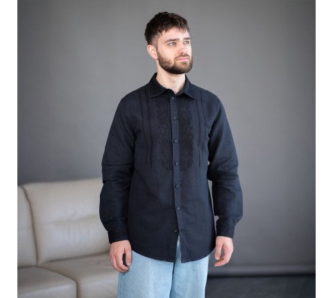 Men's embroidered shirt "Black Pattern"