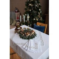 Napkin "Golden Flowers" white