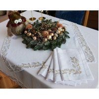 Napkin "Golden Flowers" white