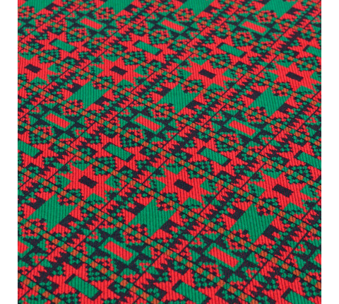 Ethno-jacquard on a red-green patterned cloth Solokha TDK-J-223 1/5, per linear meter.