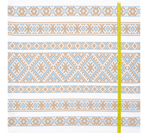 Ethno-jacquard fabric for tablecloths White Tysa TDK-J-218 1/2, linear meter.