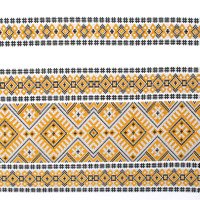 Ethno-jacquard fabric for tablecloths Red Ruta-2 TDK-J-212 1/7 mustard ornament, per meter.