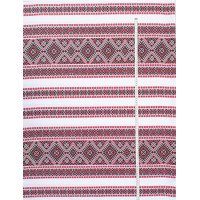 Ethno-jacquard fabric for tablecloths Red Ruta-2 TDK-J-212 1/3 red-maroon ornament, per meter.