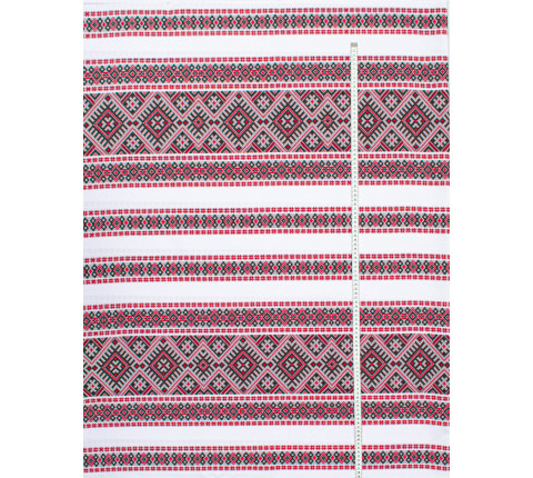 Ethno-jacquard fabric for tablecloths Red Ruta-2 TDK-Zh-212 1/3 red-maroon ornament, per meter.