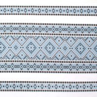 Ethno-jacquard fabric for tablecloths Red Ruta-2 TDK-ZH-212 1/2 blue ornament, linear meter.
