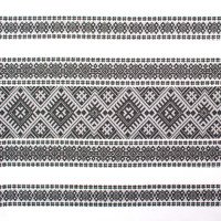 Ethno-jacquard fabric for tablecloths Red Ruta-2 TDK-J-212 1/8 black ornament, per meter.