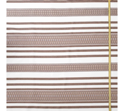 Tablecloth fabric with beige ethnic ornament Violetta TDK-65 9/4, per linear meter.