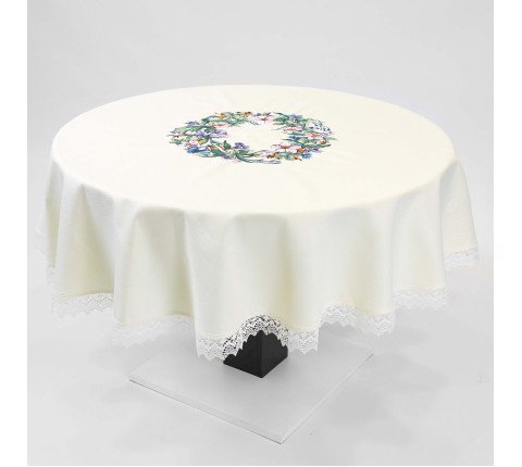Embroidered round tablecloth