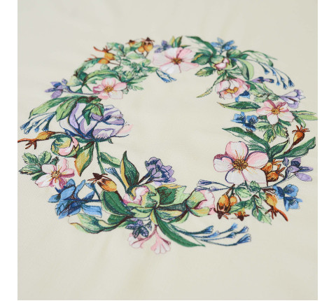 Embroidered round tablecloth