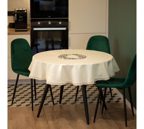 Embroidered round tablecloth