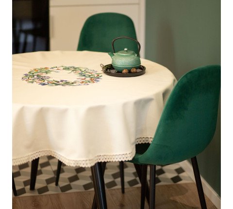 Embroidered round tablecloth