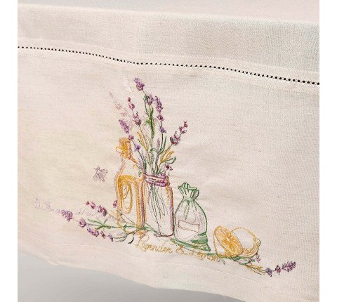 Embroidered tablecloth "Lemon and Lavender"